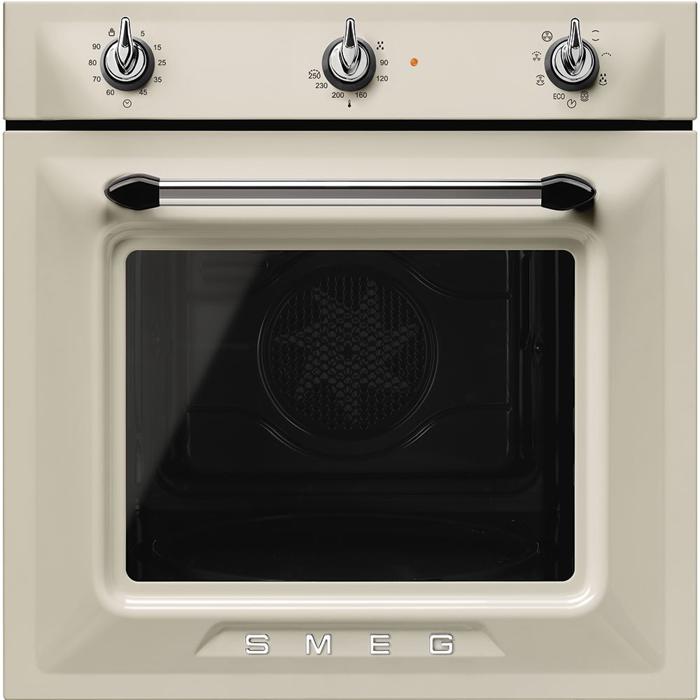 Smeg SF6905P1  60cm Victoria Single Thermo-ventilated, Vapor Clean Built-in Single Electric Oven Cream