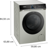 Siemens WG66B2AXGB iQ700 frontloader fullsize 11 kg 1600 rpm, Silver inox Freestanding Washing Machine Silver Inox