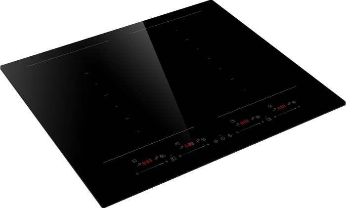 Midea MIH742F558K3 0cm Built in with 2 Flex zones with Twin Bridge Technology and Auto Heat Transfer i Induction Hob Black