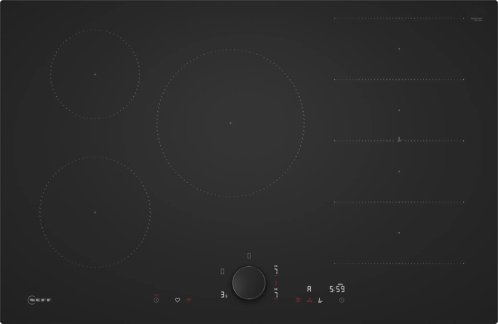 NEFF T68NUV4A0 N 90  80cm 5 Cooking Zones Induction Hob Matt Black
