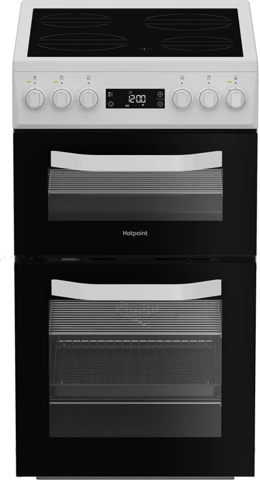 Hotpoint HDE5VDCW  50cm  Double with Ceramic Hob Freestanding Electric Cooker White