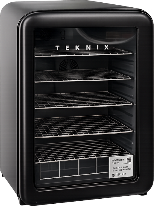 Teknix UC255LRGB Undercounter Larder Glass Door Freestanding Fridge Black