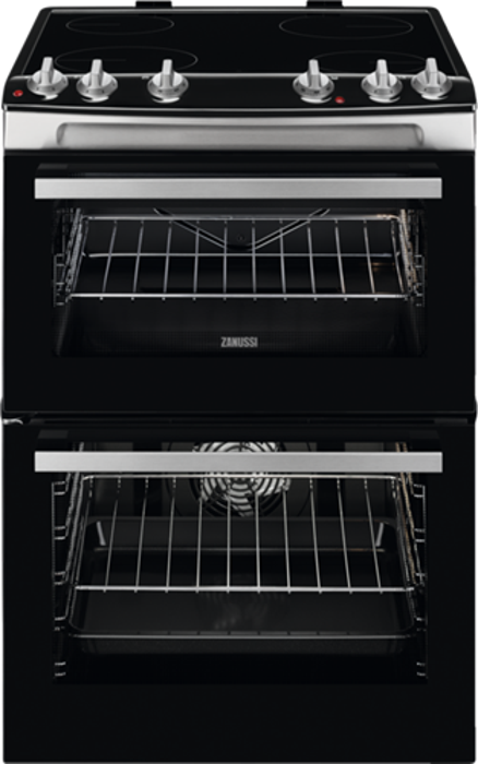 Zanussi ZCV66050XA 60cm Ceramic Double Oven Freestanding Electric Cooker Stainless steel