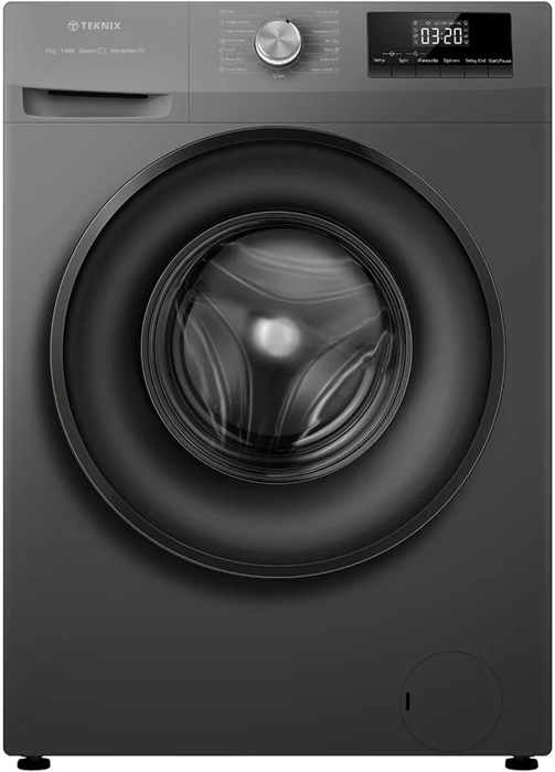 Teknix TK2W814HS 8kg 1400rpm Freestanding Washing Machine Titanium