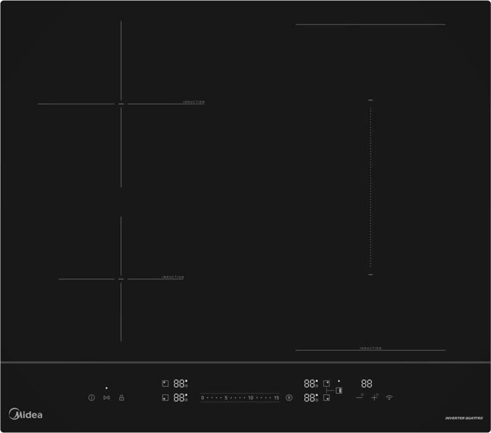 Midea MIH744BE325GKD Even Pro 60cm 4 Zone Induction Hob Black