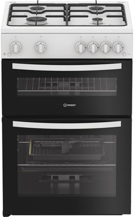 Indesit IDG6GW 60cm Gas Double Oven Freestanding Gas Cooker White
