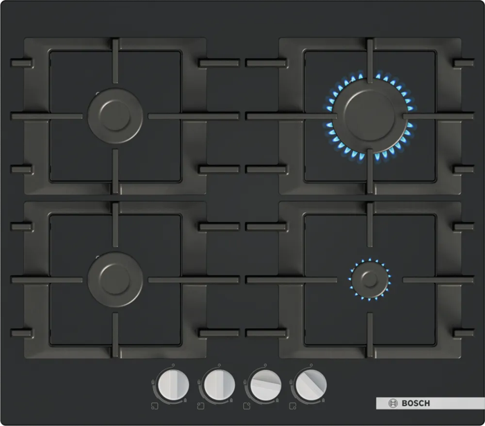 Bosch PNP6B6K40 Series 4 60cm 4 Burner Gas-on-Glass Gas Hob Black