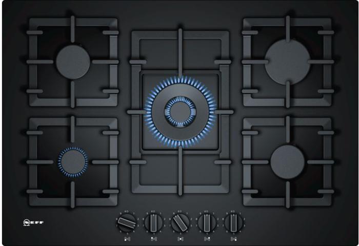 NEFF T27CS59S0 N 70 - 75cm Hard Glass Gas Hob Black