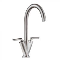 Carysil HS175 Twin Lever Tap Brushed Steel