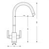 Carysil HS955 Twin Angular Lever Tap Brushed Steel