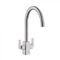 Carysil HS955 Twin Angular Lever Tap Brushed Steel