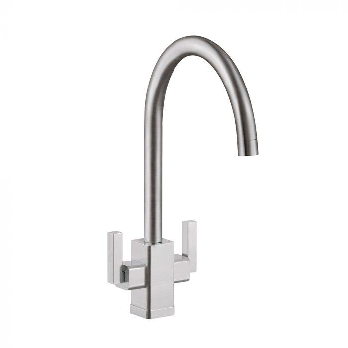 Carysil HS955 Twin Angular Lever Tap Brushed Steel
