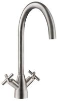 Carysil HS975 Twin Cross Lever Tap Brushed Steel