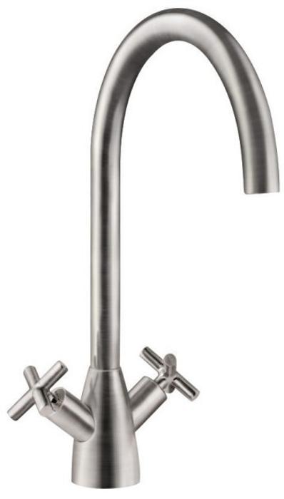 Carysil HS975 Twin Cross Lever Tap Brushed Steel