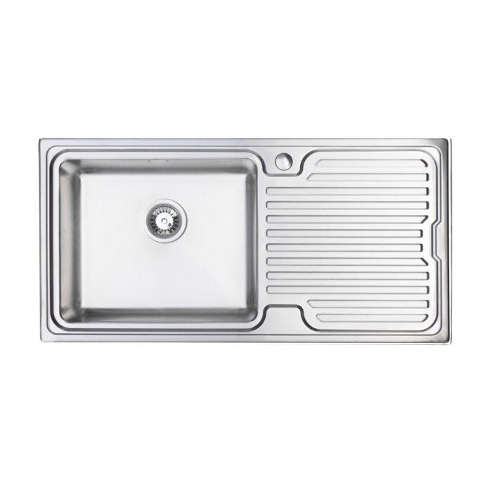 Carysil EM02 (Left Hand Bowl) + HS605 Single Lever tap ( Sink and Tap ) Stainless Steel / Chrome