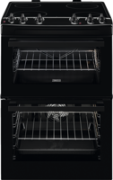 Zanussi ZCV66050BA 60cm Ceramic Double Oven Freestanding Electric Cooker Black