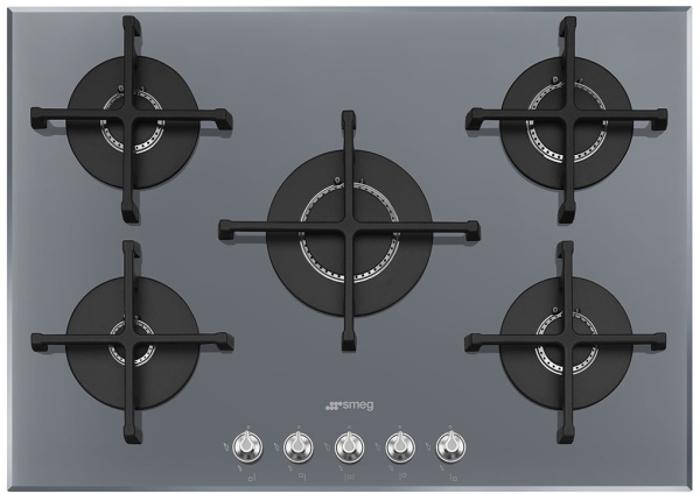 Smeg PV175S2 Linea 72cm Gas on Glass Gas Hob Silver Glass