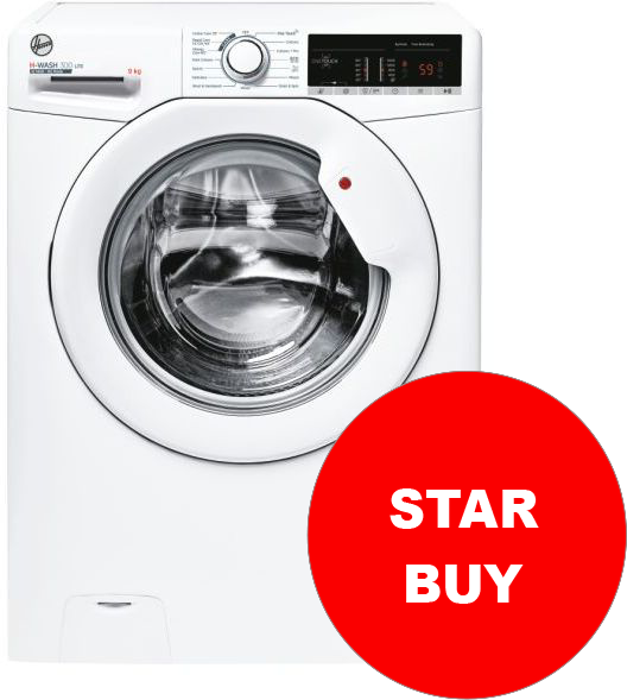 Hoover H3W 49TE/1-80 H-WASH 300 LITE ( H3W49TE ) 60cm 1400spin 9kg Freestanding Washing Machine White