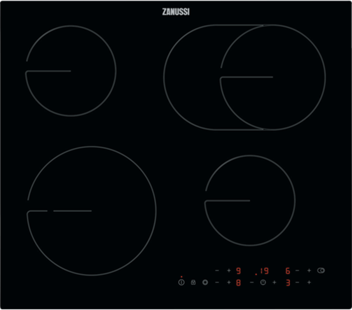 Zanussi ZHRN643K  59cm 4 x Zone Ceramic Hob Black