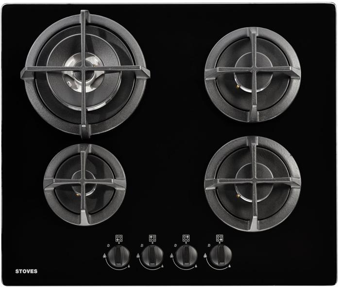 Stoves GTG60C 444410193 60cm 4 Burner Gas Hob Black