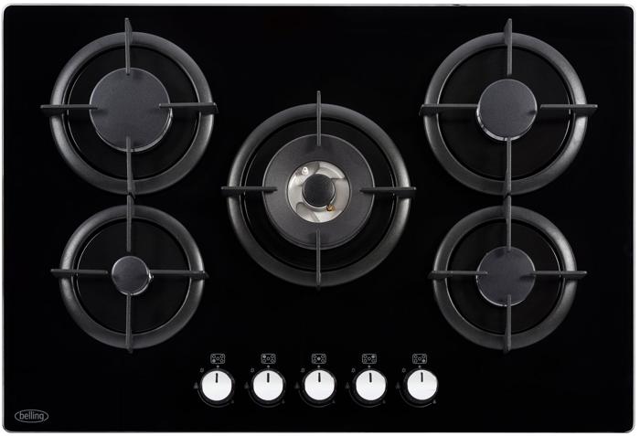 Belling GTG75C 75cm 5 Burner ( 444410134 ) Gas Hob Black