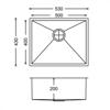 Carysil SQI04  53cm Qube Large Bowl (SQ14 SQI4) Undermount Sink Brushed Steel