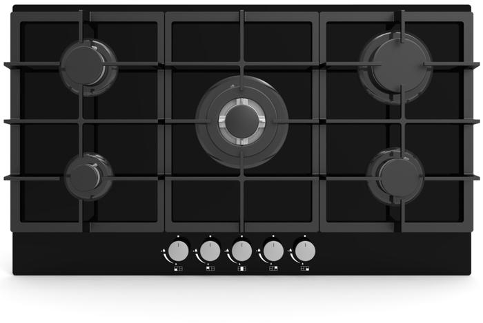 CATA UBGOG90BK 90cm 5 Burner Gas On Glass Including Wok Burner Gas Hob Black