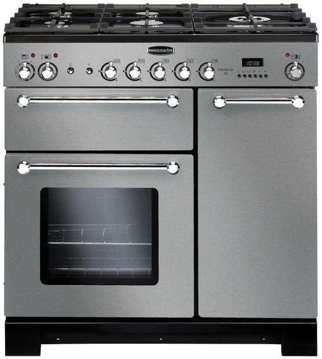 Rangemaster KCH90NGFSS/C (116770) Kitchener 90 All Gas Gas Range Cooker Stainless Steel ( Chrome Trim )