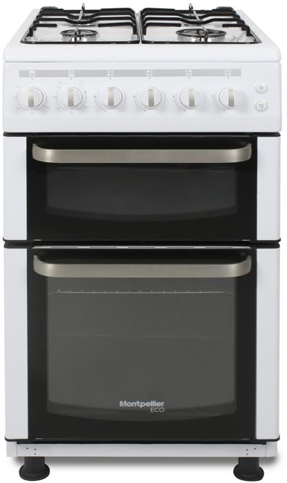 Montpellier Eco TCG50W 50cm Twin Cavity 4 Burner Freestanding Gas Cooker White