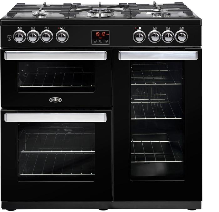 Belling Cookcentre 90DFT 90cm ( 444444071 ) Dual Fuel Range Cooker Black
