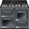 Smeg Victoria TR4110GR Traditional 110cm Wide 7 Gas Burner Hob Dual Fuel Range Cooker Slate Grey