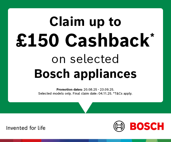 Bosch Claim up to £150 cashback on selected Bosch Appliances - ends 4.11.25