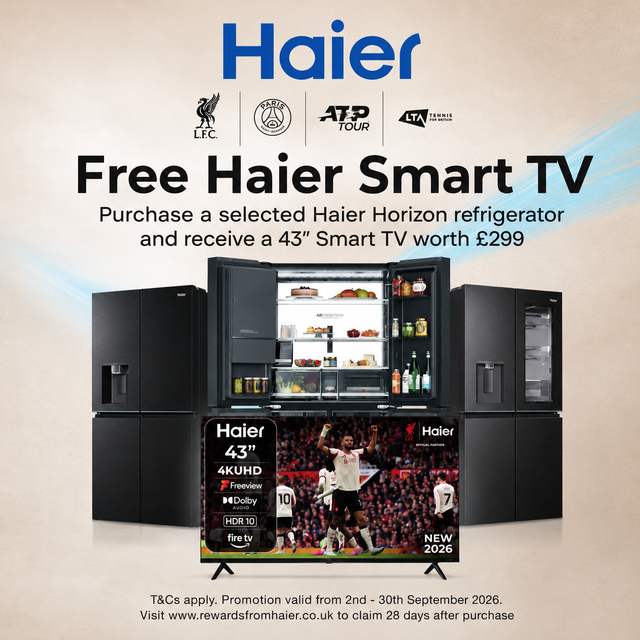 Haier Free Smart TV when purchase selected Refrigerator - ends 31-09-2026