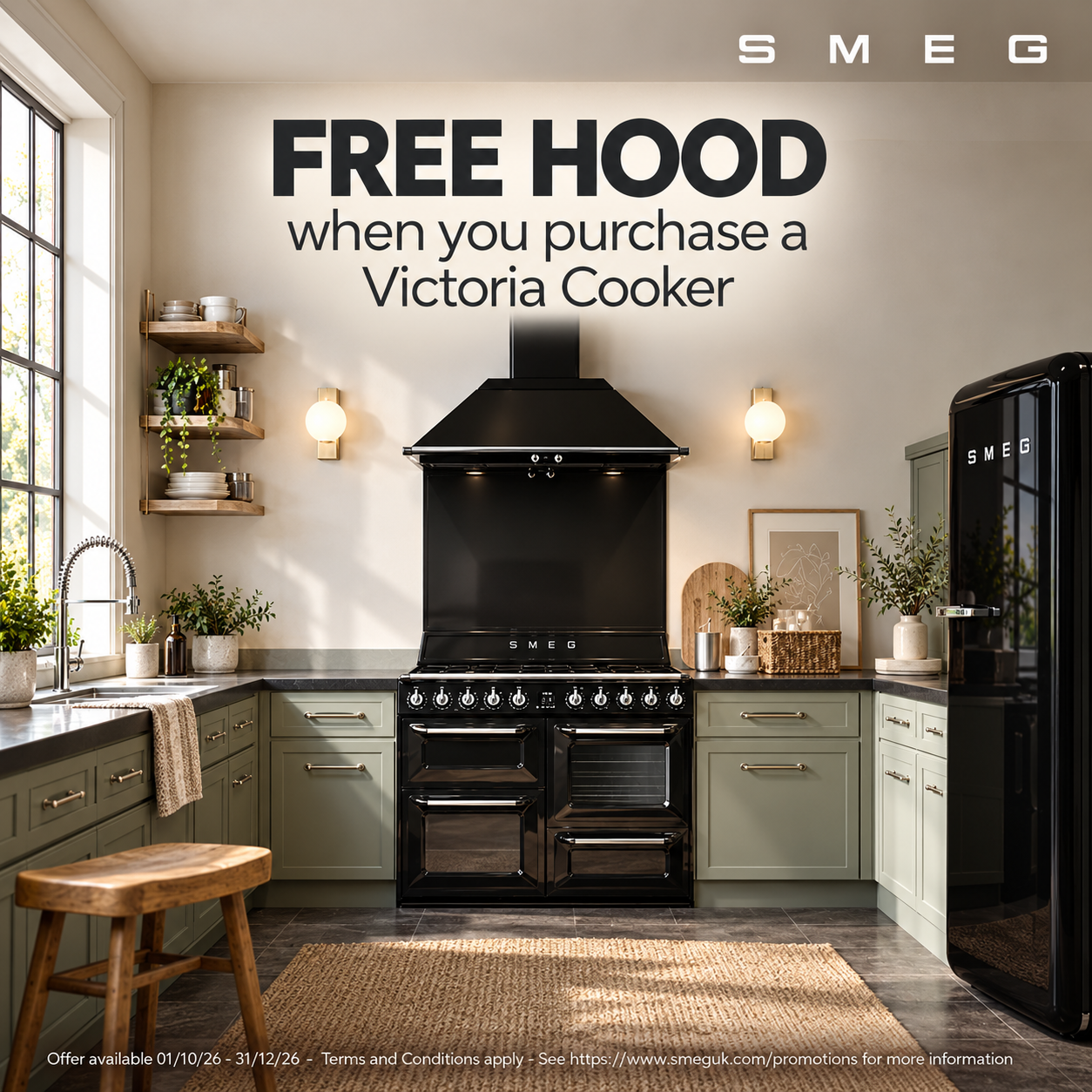 Smeg Free hood when you purchase a Victoria Cooker